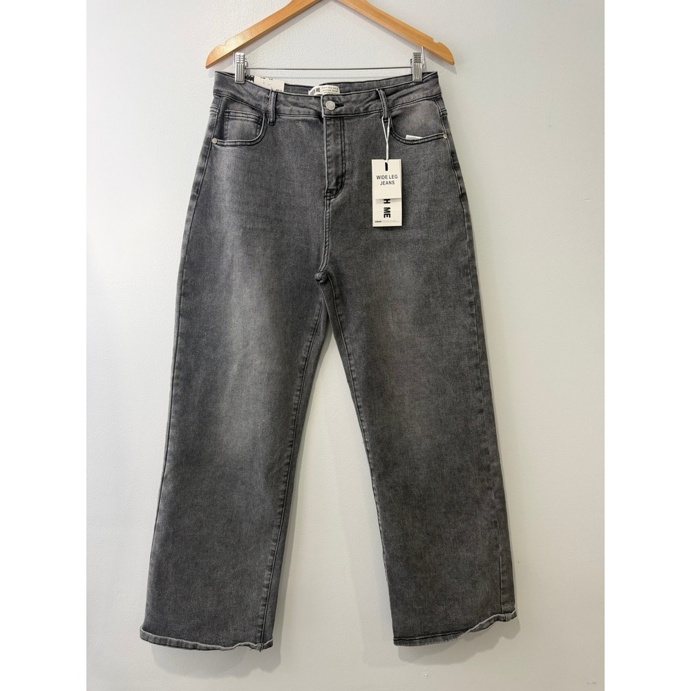 Katch Me Women Wide Leg Jeans Grey Acid Wash High Waisted Size 2XL NEW